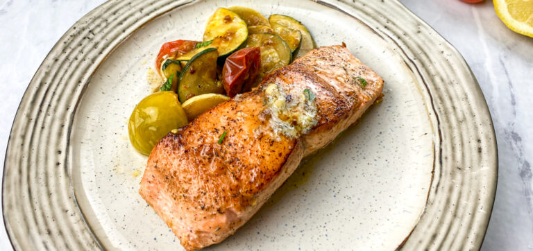 Quick & Easy But Healthy Crispy Salmon with Herb Butter